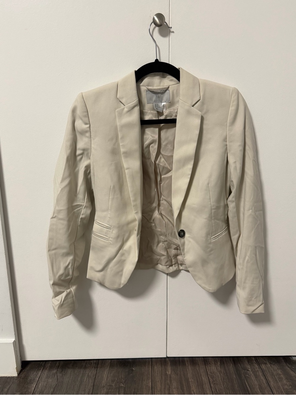 H&M Cream Single-Button Tailored Blazer